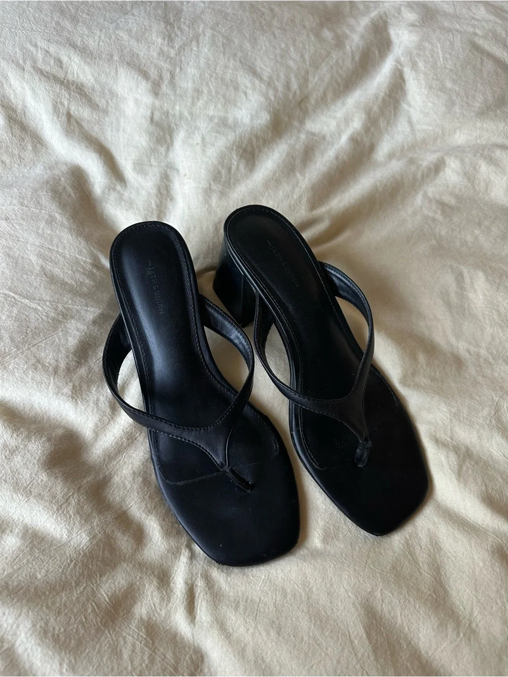 14th and Union Women’s Black Square-Toe Block Heel Sandals